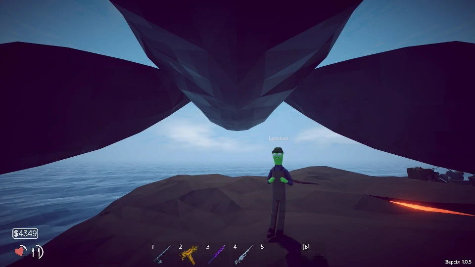 The whale final boss looming overhead at the Volcano island shore, lava glowing
